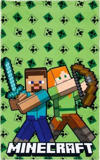 Asciugamano Minecraft 30 × 50 cm verde – Steve e Alex