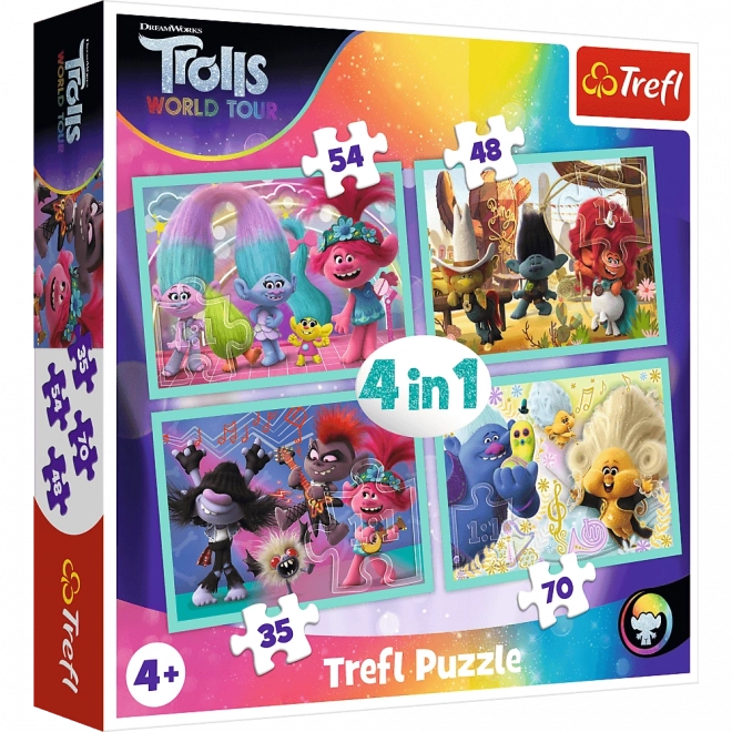 Puzzle TREFL Trolls 2: World Tour 4in1 (35, 48, 54, 70 pezzi)