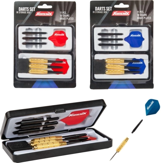 Set di freccette per bersaglio con punte in metallo e custodia, 3 pezzi