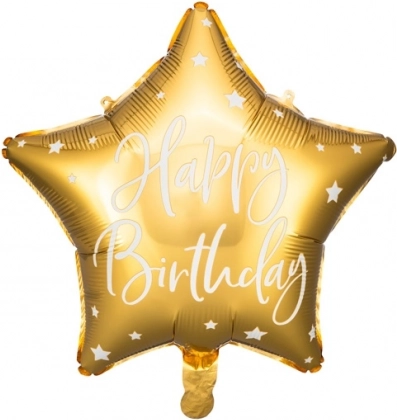 Palloncino in foil a stella Happy Birthday 40 cm oro