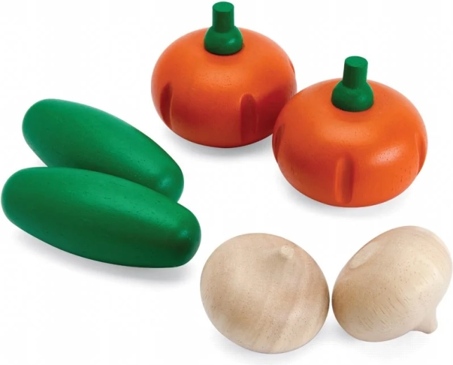 PlanToys set in legno di verdure fresche E