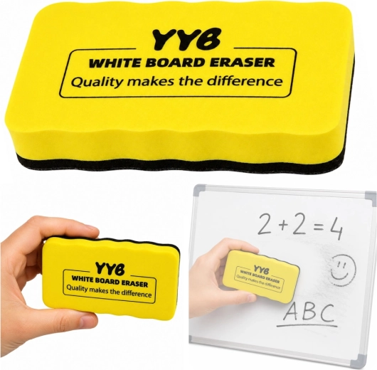Cancellino magnetico per lavagna cancellabile a secco in schiuma e feltro giallo 10,5 cm - 1 pezzo