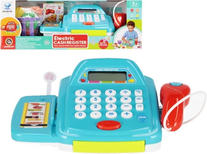 Cassa elettrica per bambini blu con accessori