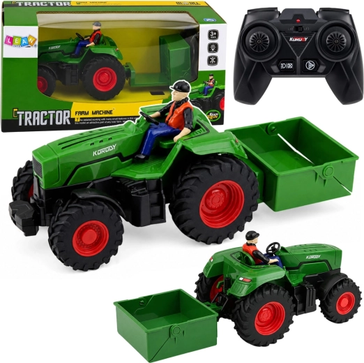 Trattore agricolo RC con rimorchio a pianale 1:24