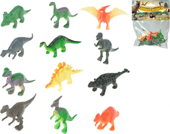 Set di figurine di dinosauri 5 cm, 12 specie, 12 pezzi in sacchetto
