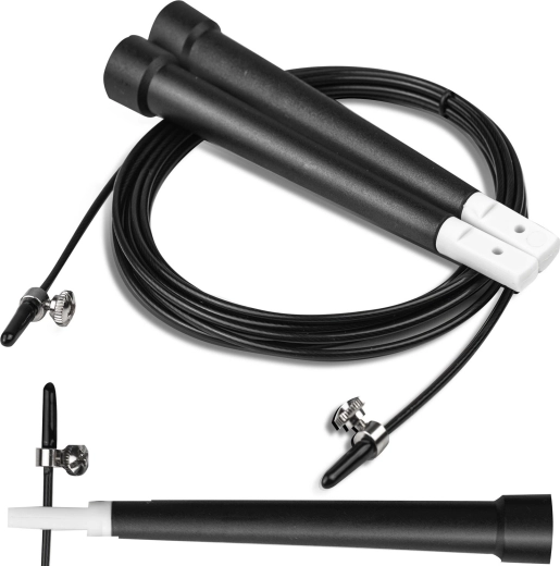 Corda per saltare Neo-Sport nera con cavo in acciaio