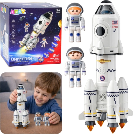 Razzo educativo 5 in 1 con astronauti, luci, suoni e proiettore