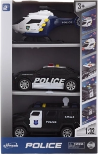 Set di auto della polizia e elicottero con suoni e luci a batteria