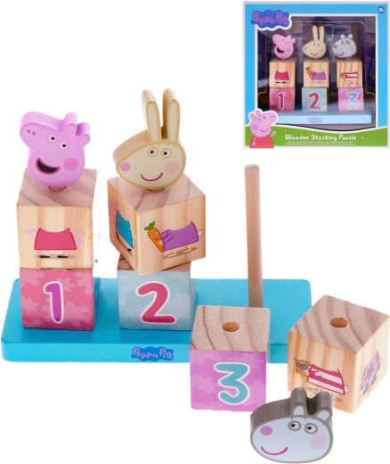 Cubetti di legno da infilare Peppa Pig, 9 pezzi