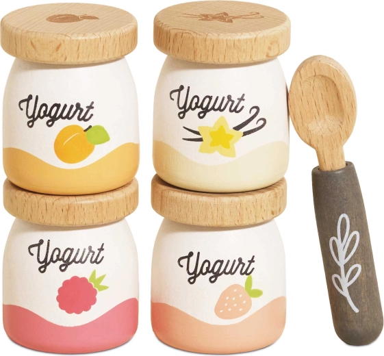 Le Toy Van yogurt in legno da gioco con cucchiaino