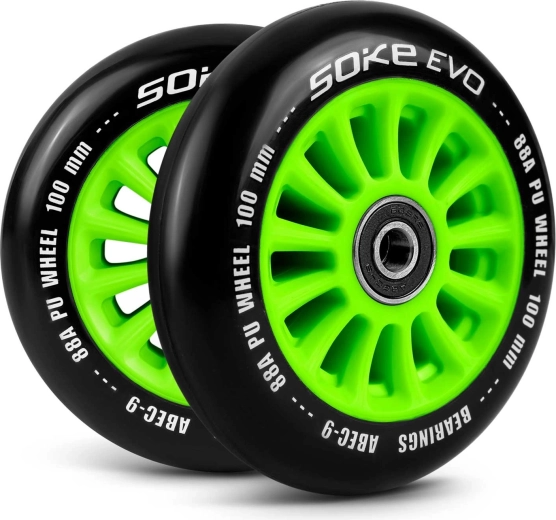 Ruote per monopattino 100 mm verdi SOKE – set da 2 pz