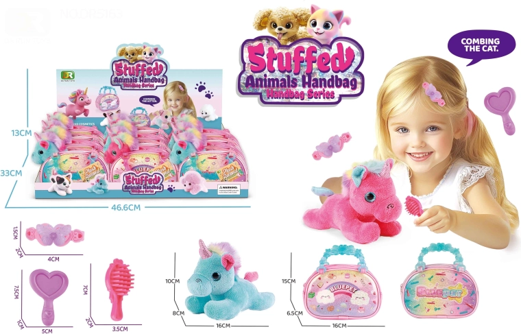 Unicorno di peluche in borsetta 16 cm – set con accessori