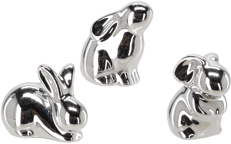 Coniglietto pasquale argentato – figurina decorativa