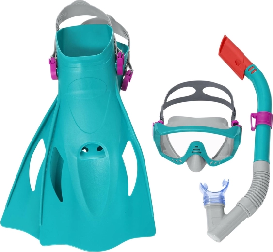 Set da snorkeling turchese BESTWAY – maschera, boccaglio e pinne regolabili 41–46