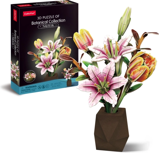 CubicFun puzzle 3D collezione botanica tulipani e gigli, 103 pezzi