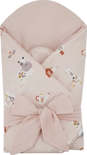 Fasciatoio in mussola ecologica con inserto in cocco removibile Eko My farma, rosa cipria, 75 × 75 cm