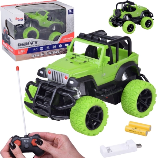 Auto fuoristrada RC 1:36 verde con LED