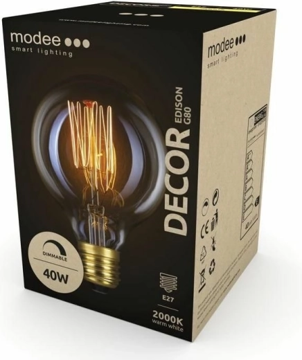 Modee Smart lampadina decorativa Edison G80 E27 40 W bianco extra caldo