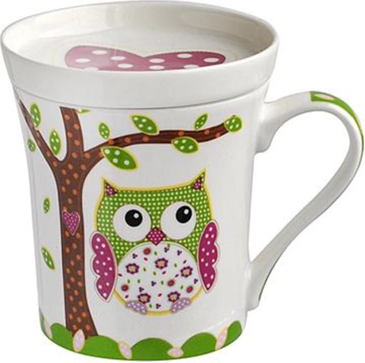 Tazza in ceramica con piattino per tè Toro 270 ml gufo