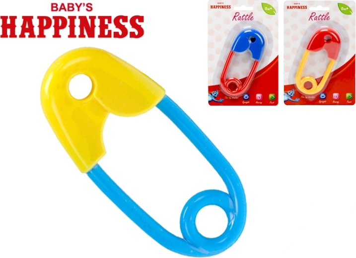 Sonaglio spilla di sicurezza 12 cm Baby’s Happiness, 3 colori, da 0 mesi