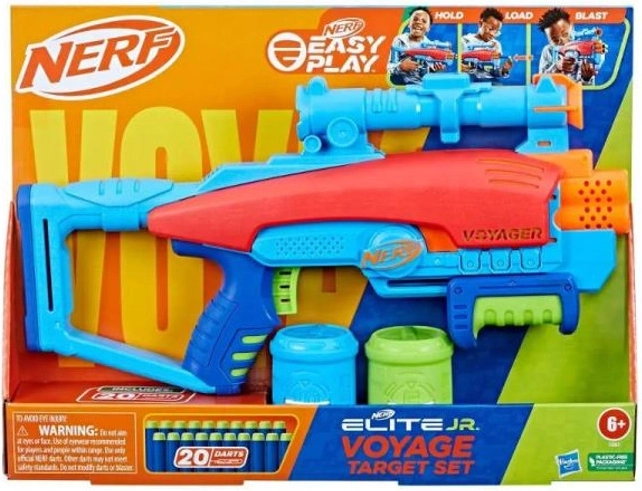 Nerf Elite Junior Voyager Target Set – pistola giocattolo per bambini con dardi e bersagli