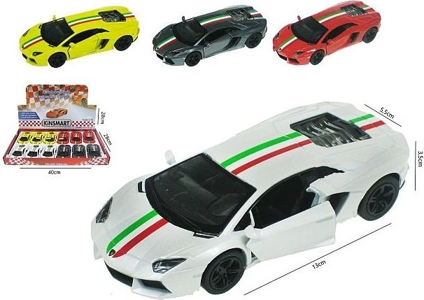 Modellino auto Lamborghini Aventador con trazione pull-back 13 cm - 1 pezzo