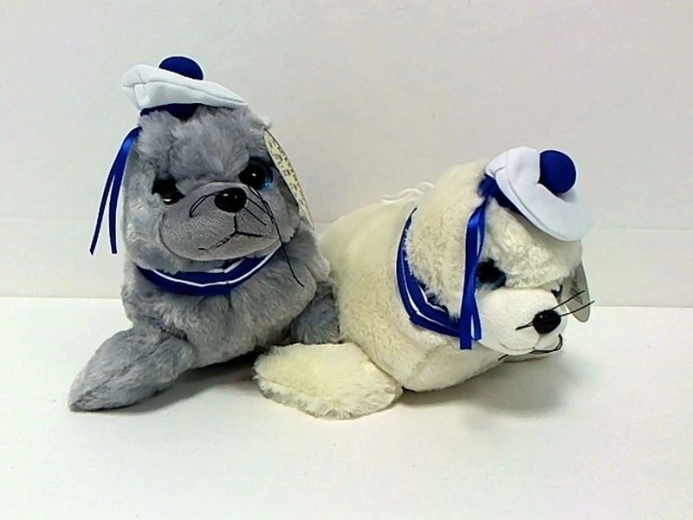 Foca di peluche vestita con suono 32 cm