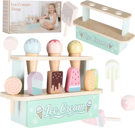 Gelateria in legno per bambini – stand con gelato 10 pezzi