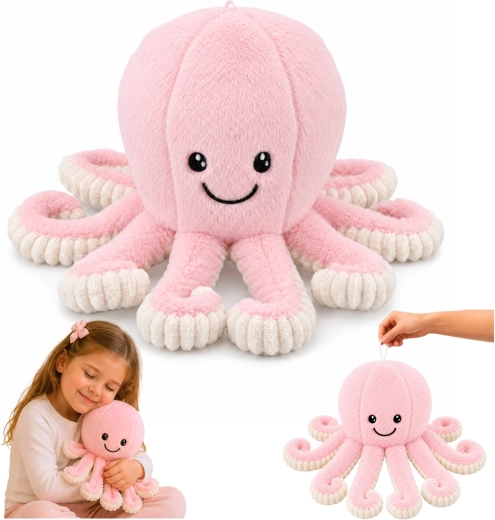 Polpo di peluche rosa con tentacoli elastici 50 cm