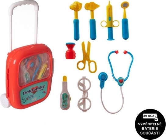Set medico per bambini con stetoscopio in valigetta trolley