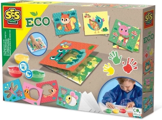 SES Creative pittura con le dita eco con stencil di animali