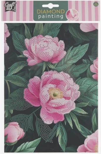Pittura diamantata su cartone Peonie 29 × 21 cm