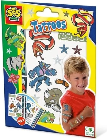 SES tatuaggi temporanei metallici per bambini – guerrieri animali