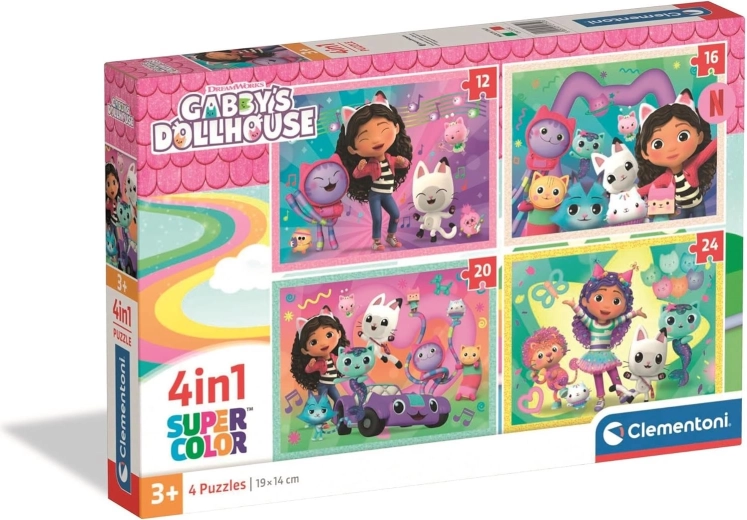 Puzzle CLEMENTONI La casa delle bambole di Gabby 4in1 (12–24 pezzi)