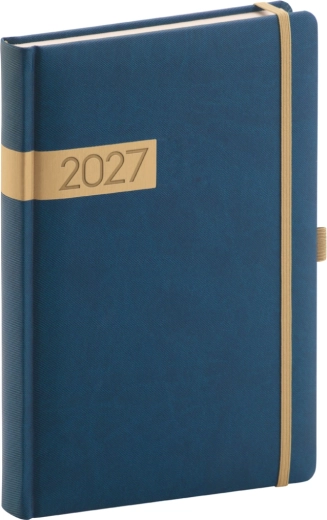 Agenda giornaliera Notique Twill 2027 blu-oro 15 × 21 cm