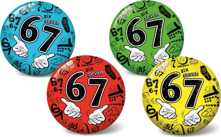 Pallone gonfiabile 11 cm Six Seven – palla educativa con numeri, 4 colori