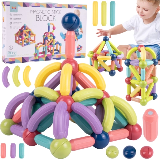 Set di costruzione magnetico piedini e tubicini 120 pezzi