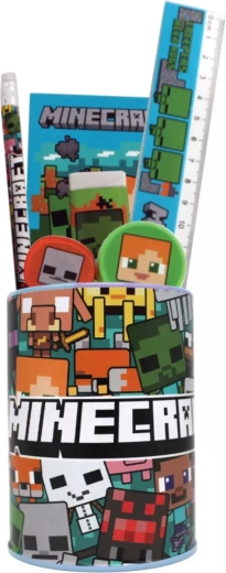 Set da scrittura Minecraft in portapenne metallico - 7 pezzi