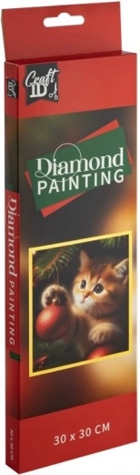 pittura diamantata gattino di Natale 30 × 30 cm