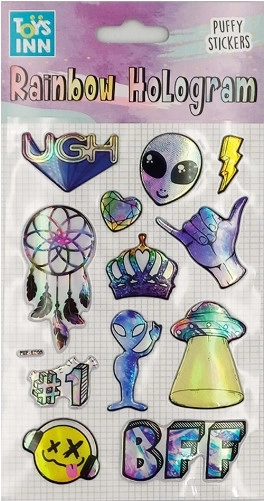 Adesivi olografici Alien con effetto arcobaleno