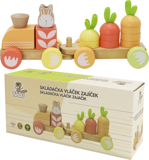 Babu trenino in legno pieghevole con coniglietto – a un solo vagone