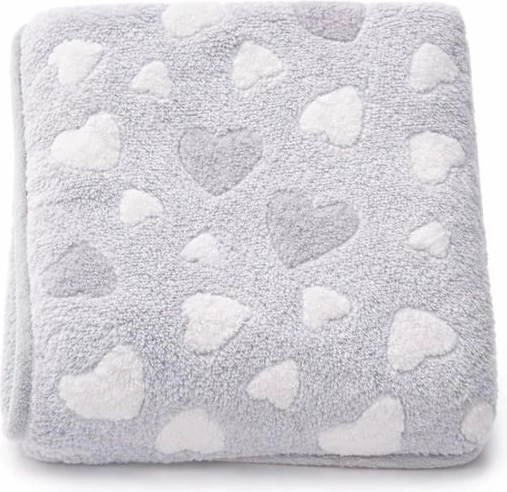 Copertina per bambini New Baby cuoricini, grigia 80 × 90 cm