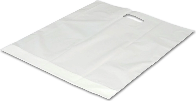 Grande borsa di plastica con manico fustellato bianca 54 × 59 cm - 1 pezzo