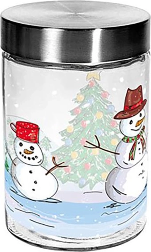 Barattolo di vetro per dolci TORO 1100 ml con pupazzo di neve
