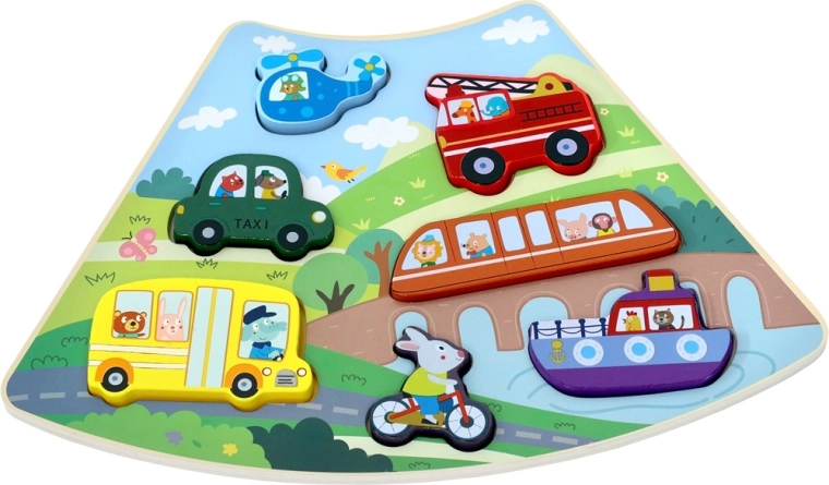 2Kids Toys puzzle di legno a incastro con mezzi di trasporto