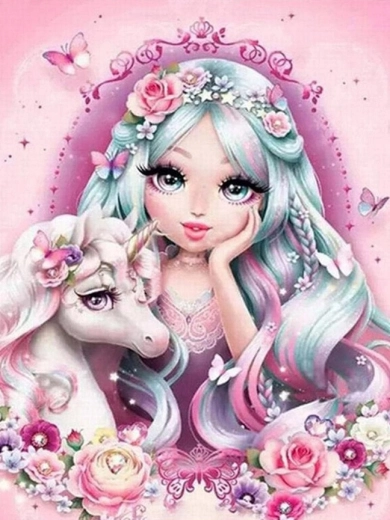 Dipingere con i numeri – principessa e unicorno 40 × 50 cm