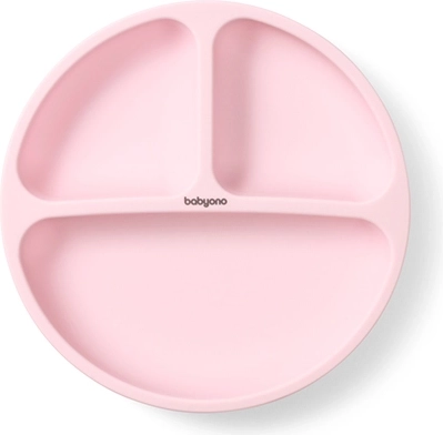Piatto in silicone con ventosa Babyono rosa 6m+