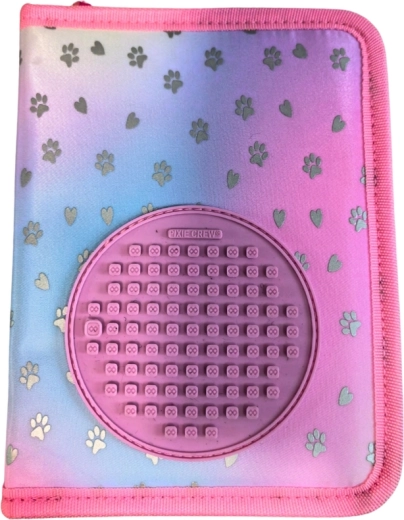 Astuccio scolastico a uno scomparto Pixie Crew rosa cuori e zampette