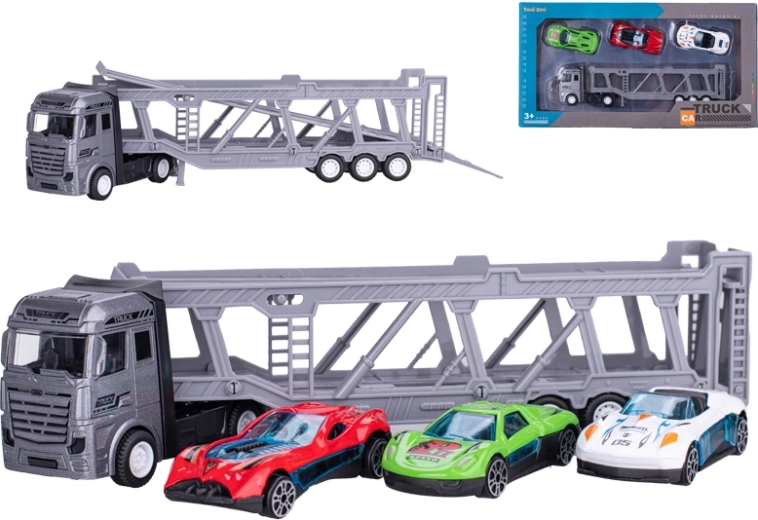 Bisarca in metallo con 3 macchinine 22 cm