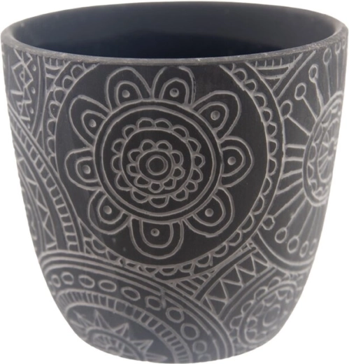 Vaso in ceramica mandala nero 12 × 12 × 11 cm